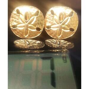 Vintage Napier Inspired Clip On Earrings Gold Tone Sand Dollar